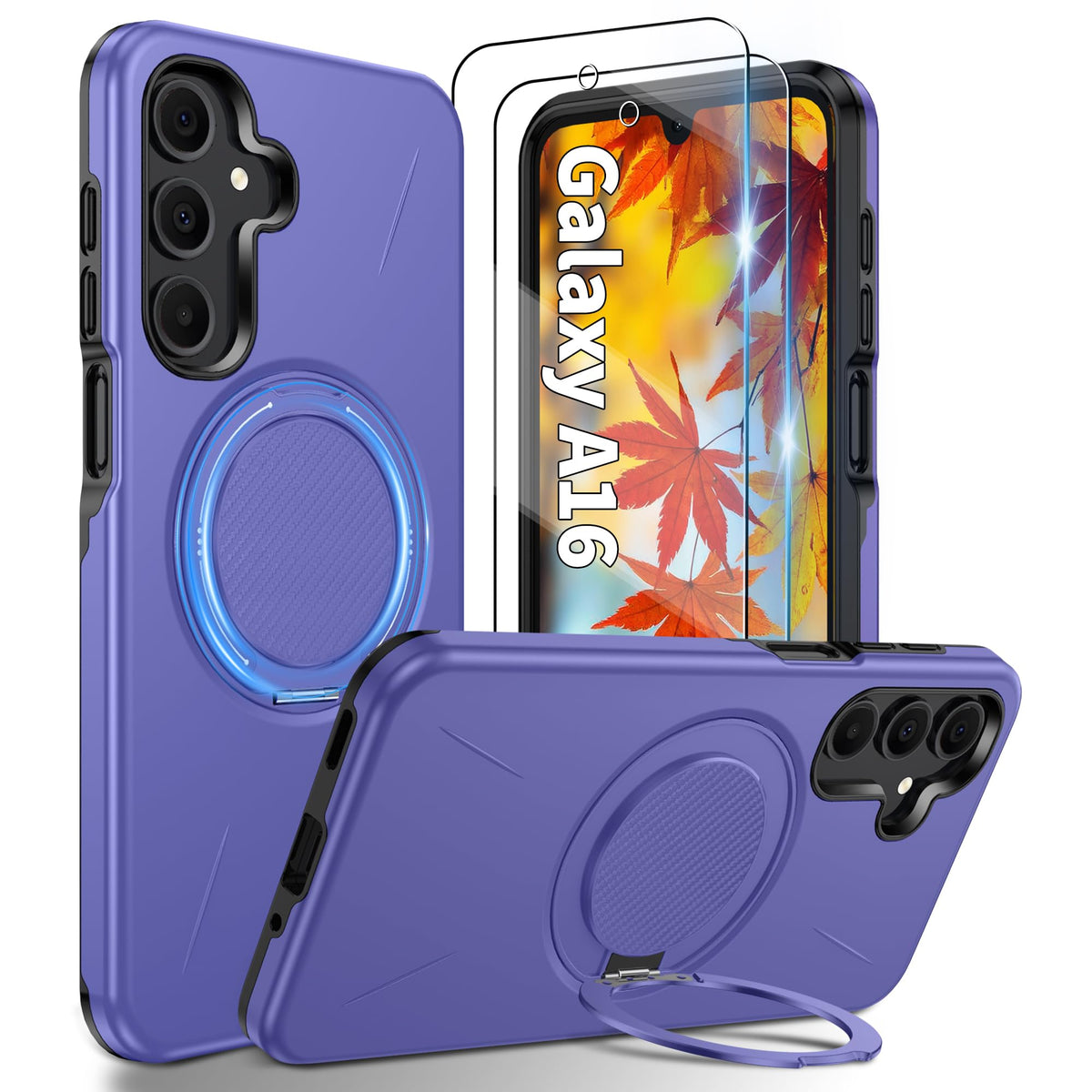 Shockproof phone case for Samsung A16: 2 HD screen protectors