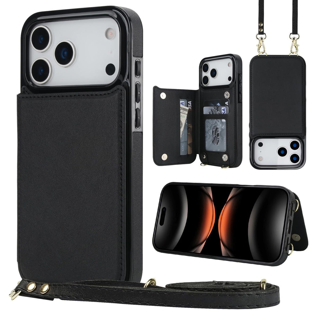 Wallet PU Leather Phone Case for iPhone 17 Pro RFID Blocking 