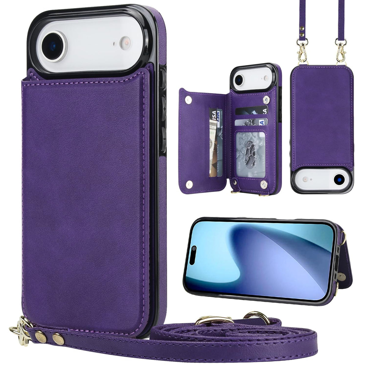 Wallet PU Leather Phone Case for iPhone 17 Pro RFID Blocking 