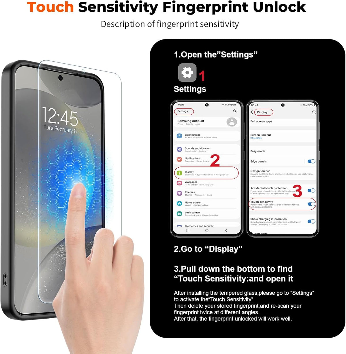 Transparent shockproof magnetic phone case for Samsung Galaxy S25 Ultra with screen protector