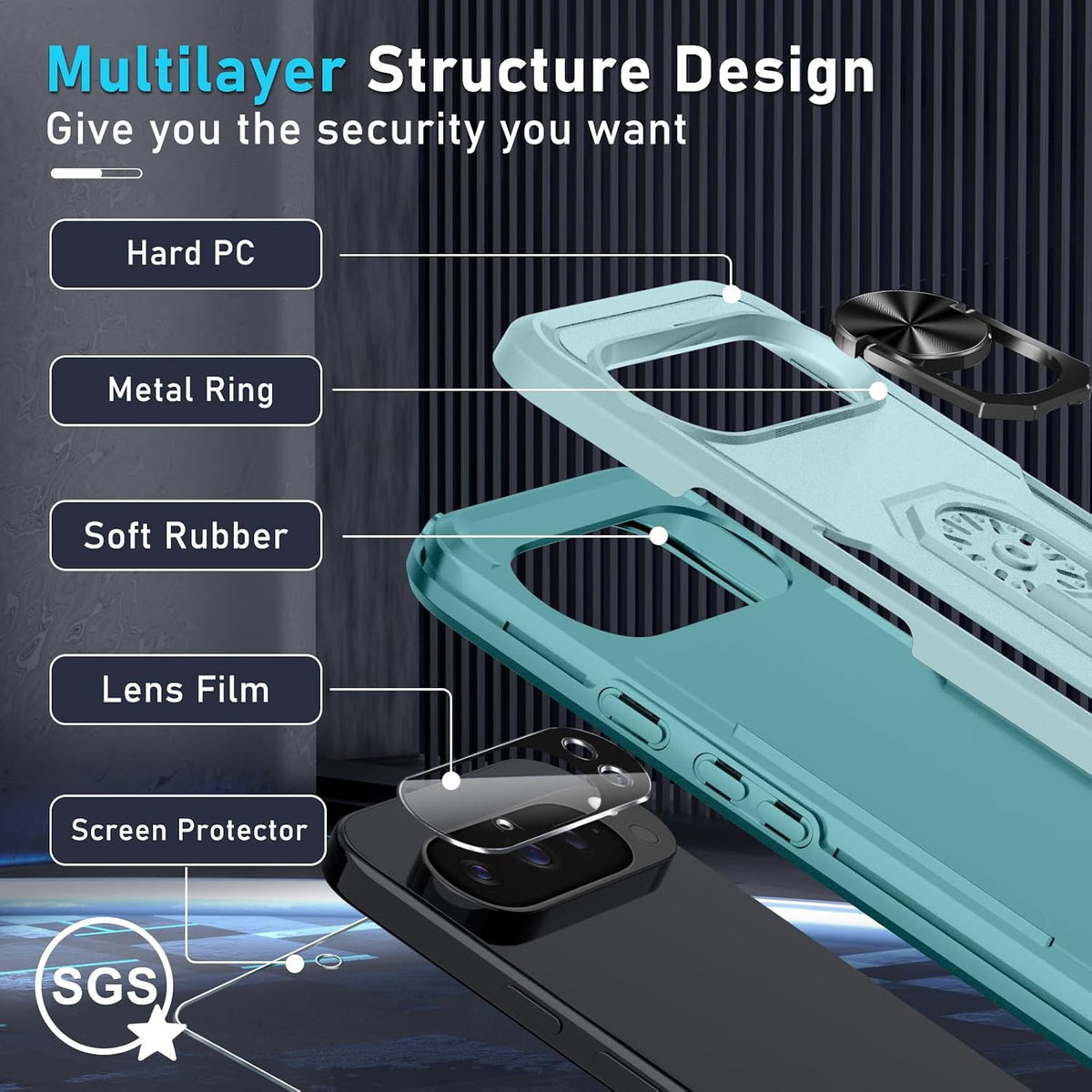 TPU phone case for Google Pixel 10/10 Pro with built-in metal ring holder