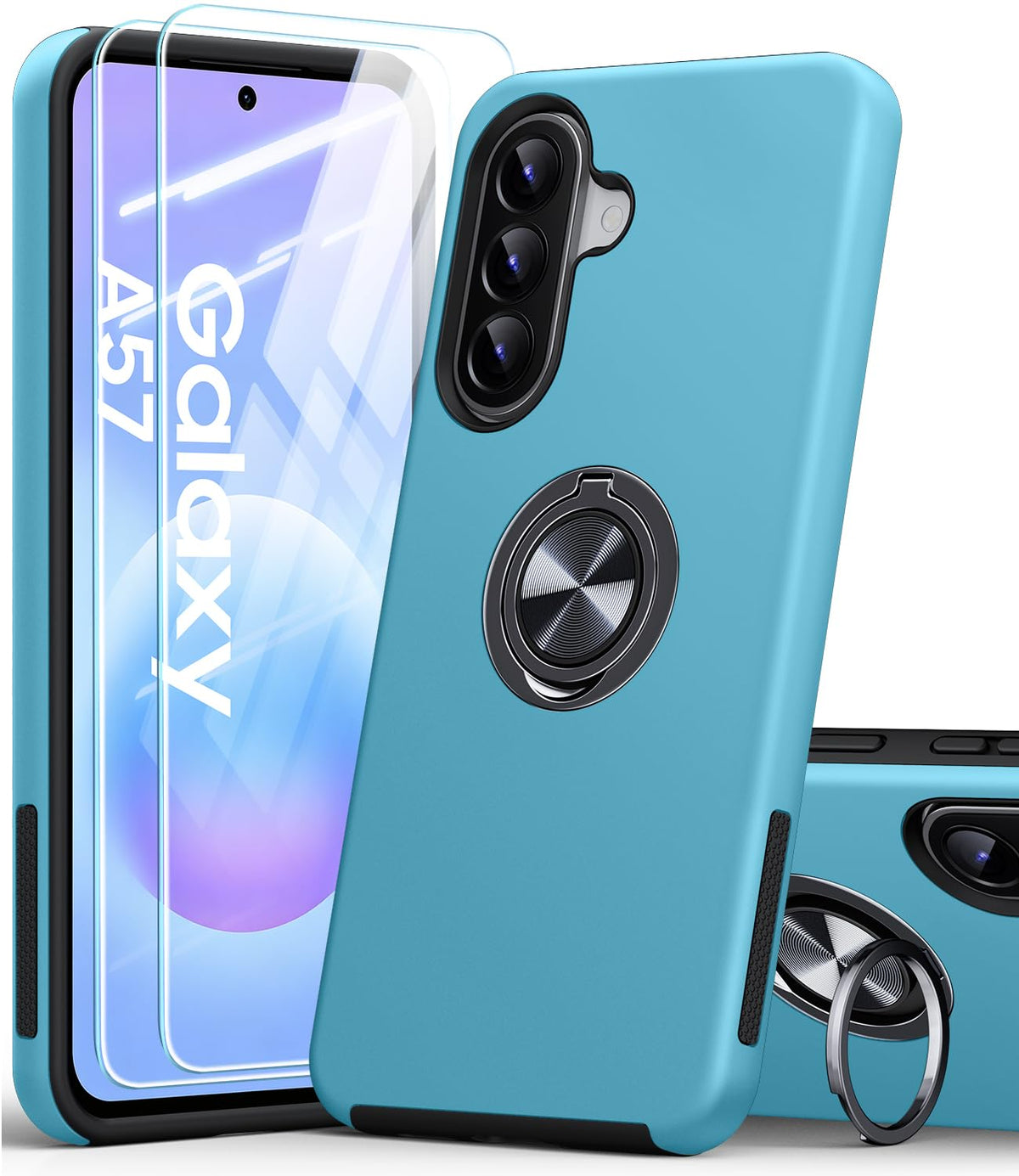 Shockproof phone case for Samsung Galaxy A56 5G, includes two screen protectors.