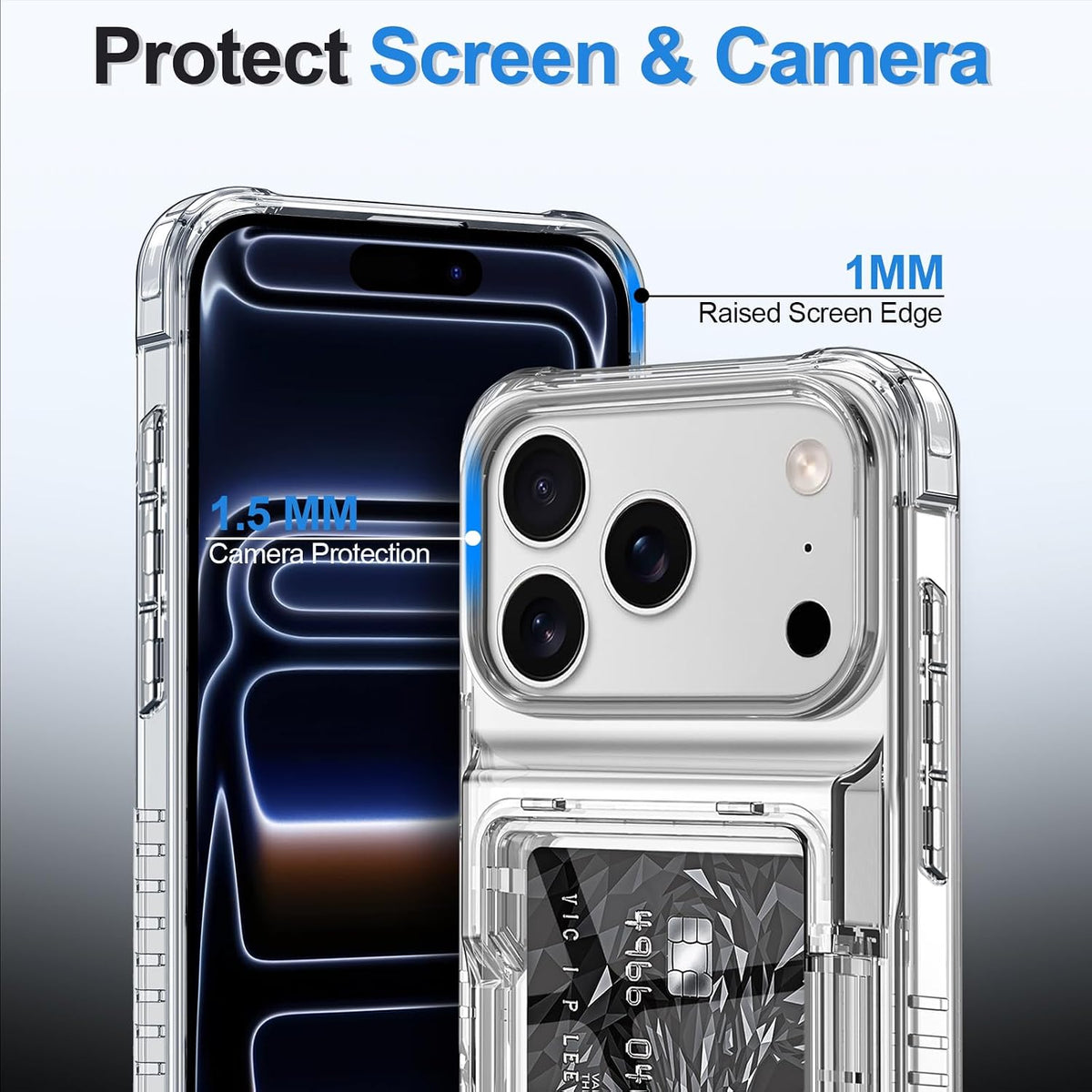 Shockproof hard PC case for iPhone 17 Pro with card slot