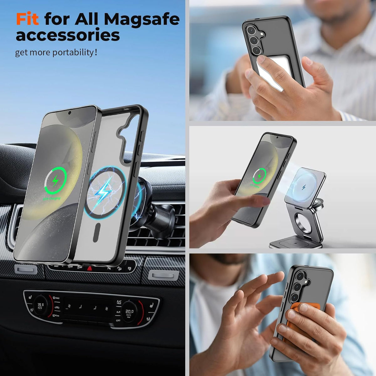 Transparent shockproof magnetic phone case for Samsung Galaxy S25 Ultra with screen protector