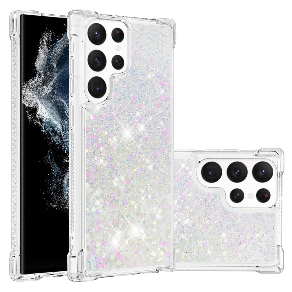 Glitter Transparent TPU Phone Case For Samsung Galaxy S23 Plus 