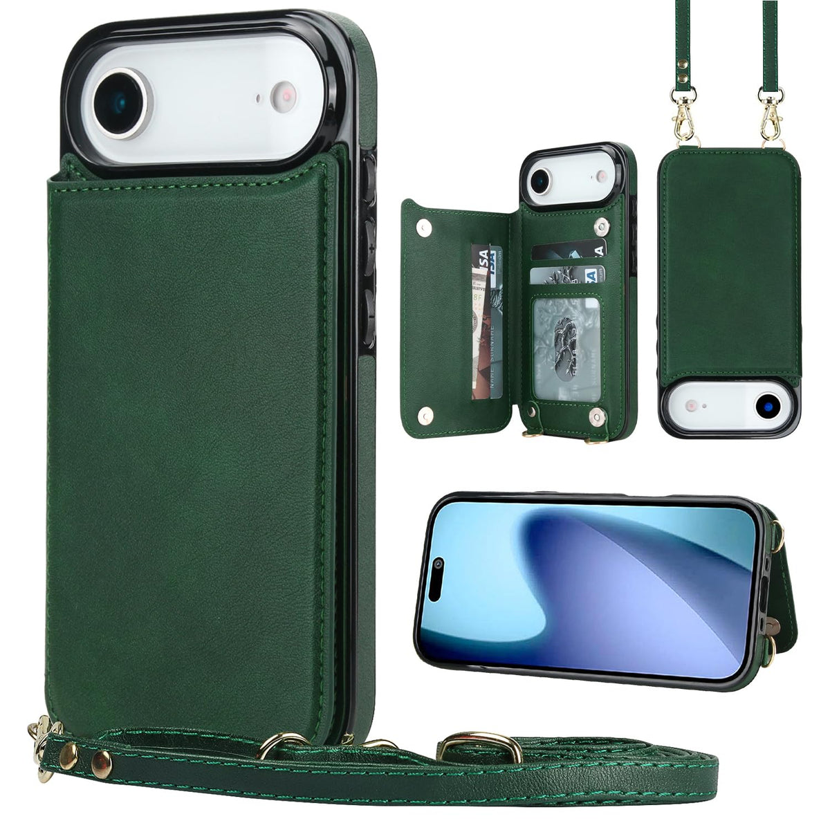 Wallet PU Leather Phone Case for iPhone 17 Pro RFID Blocking 