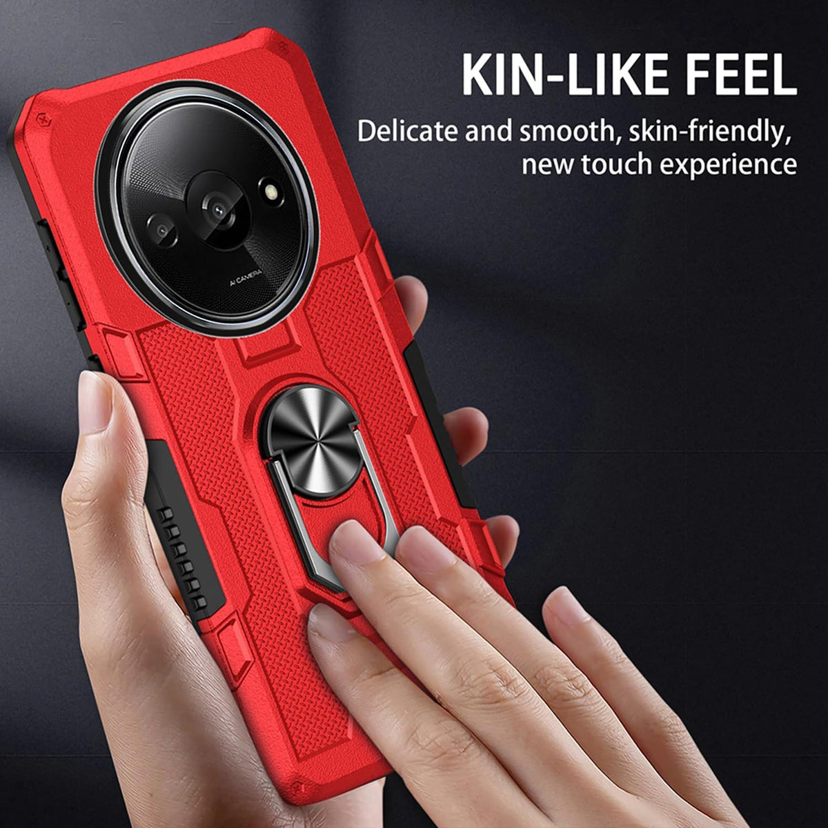 Shockproof phone case for Xiaomi Redmi A3, includes 1 tempered glass screen protector.