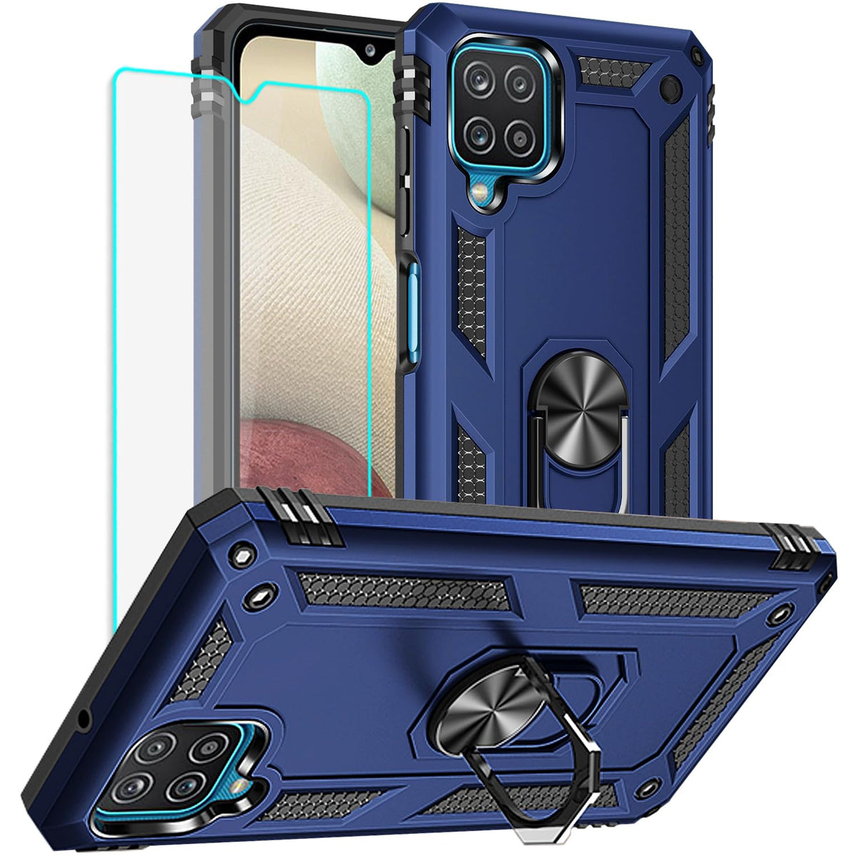 Shockproof phone case for Samsung A12 with screen protector