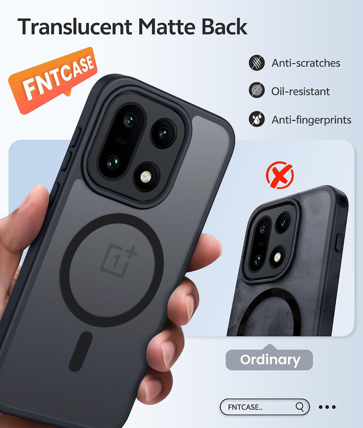 Magnetic shockproof phone case with screen protector for OnePlus 15