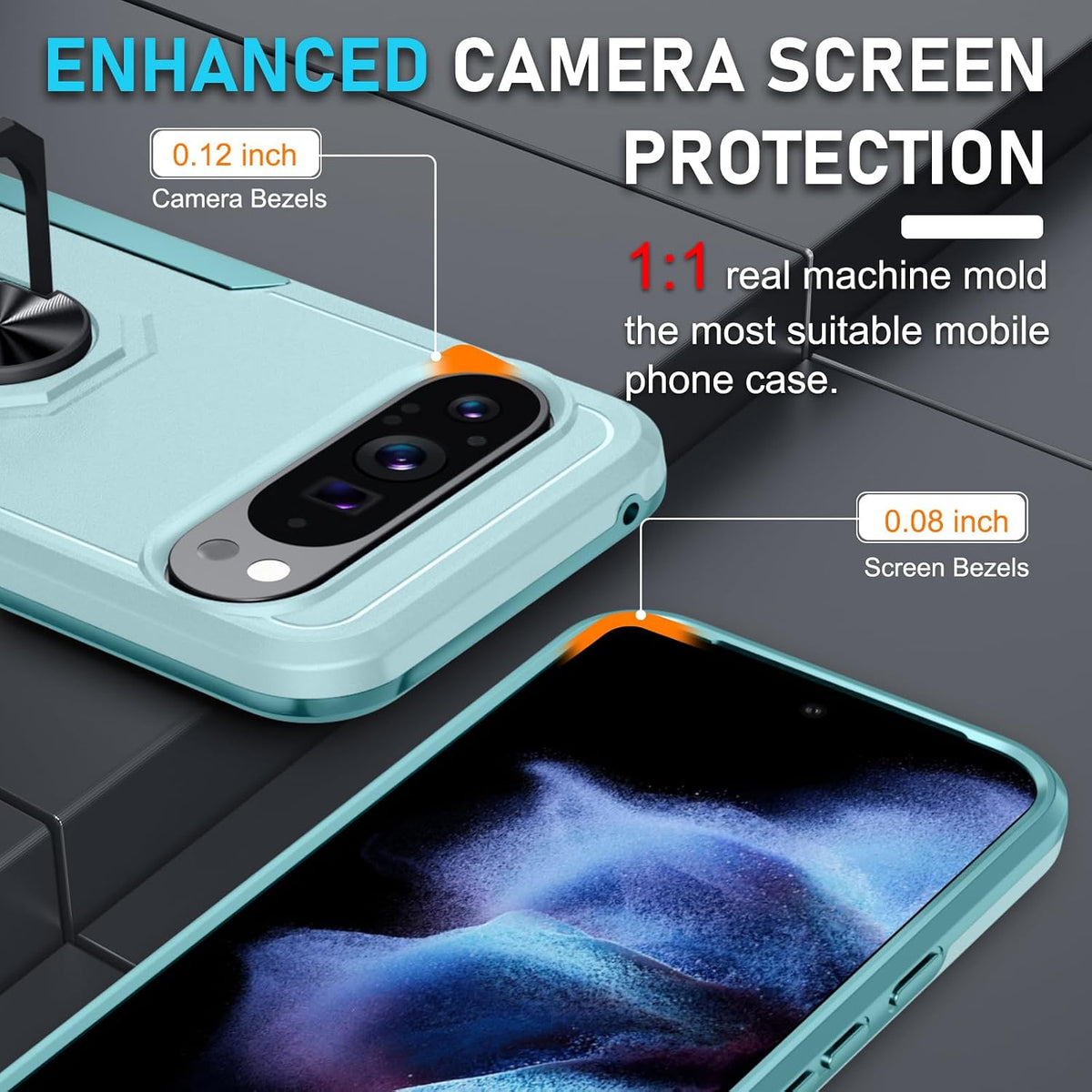 TPU phone case for Google Pixel 10/10 Pro with built-in metal ring holder