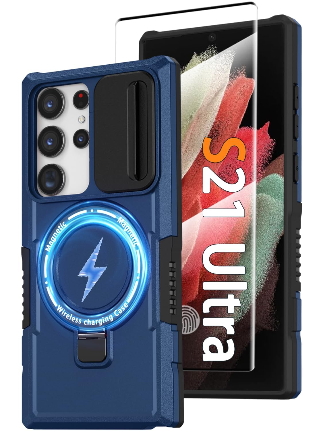 PC+TPU shockproof phone case for Samsung Galaxy S21 FE, includes 2 sc