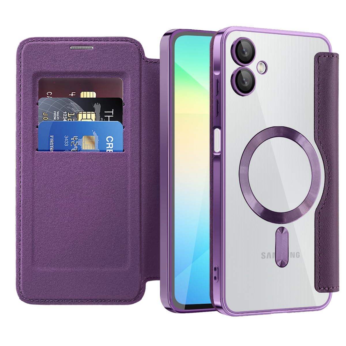 Flip leather phone case for Samsung Galaxy A17 5G, MagSafe compatible