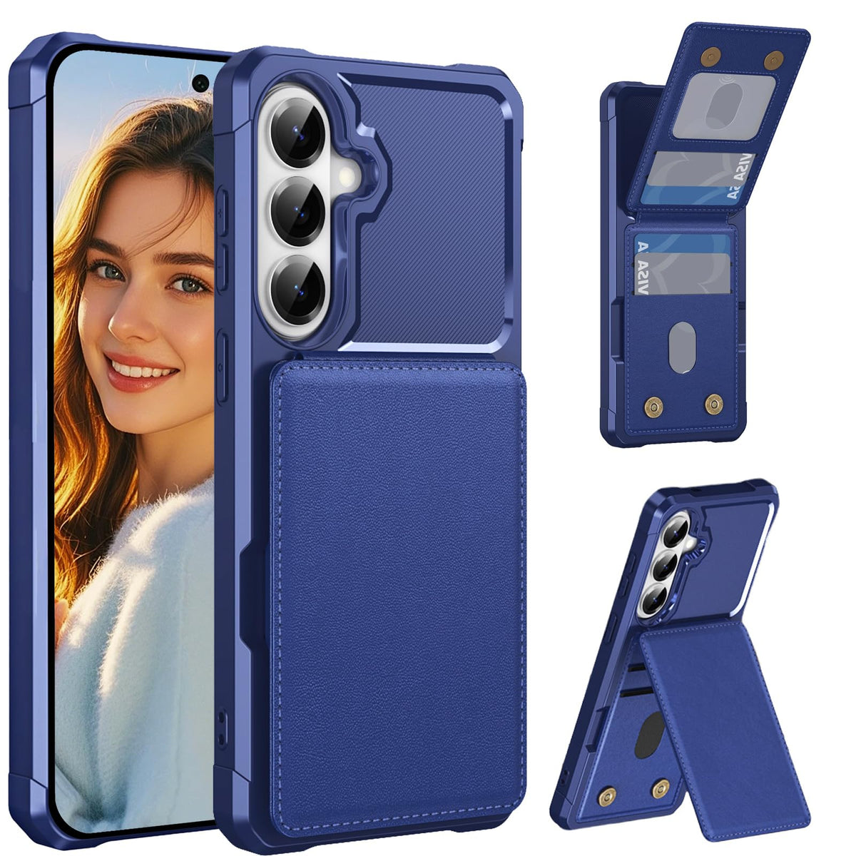 Flip wallet case for Samsung Galaxy A17, military-grade shockproof, with stand