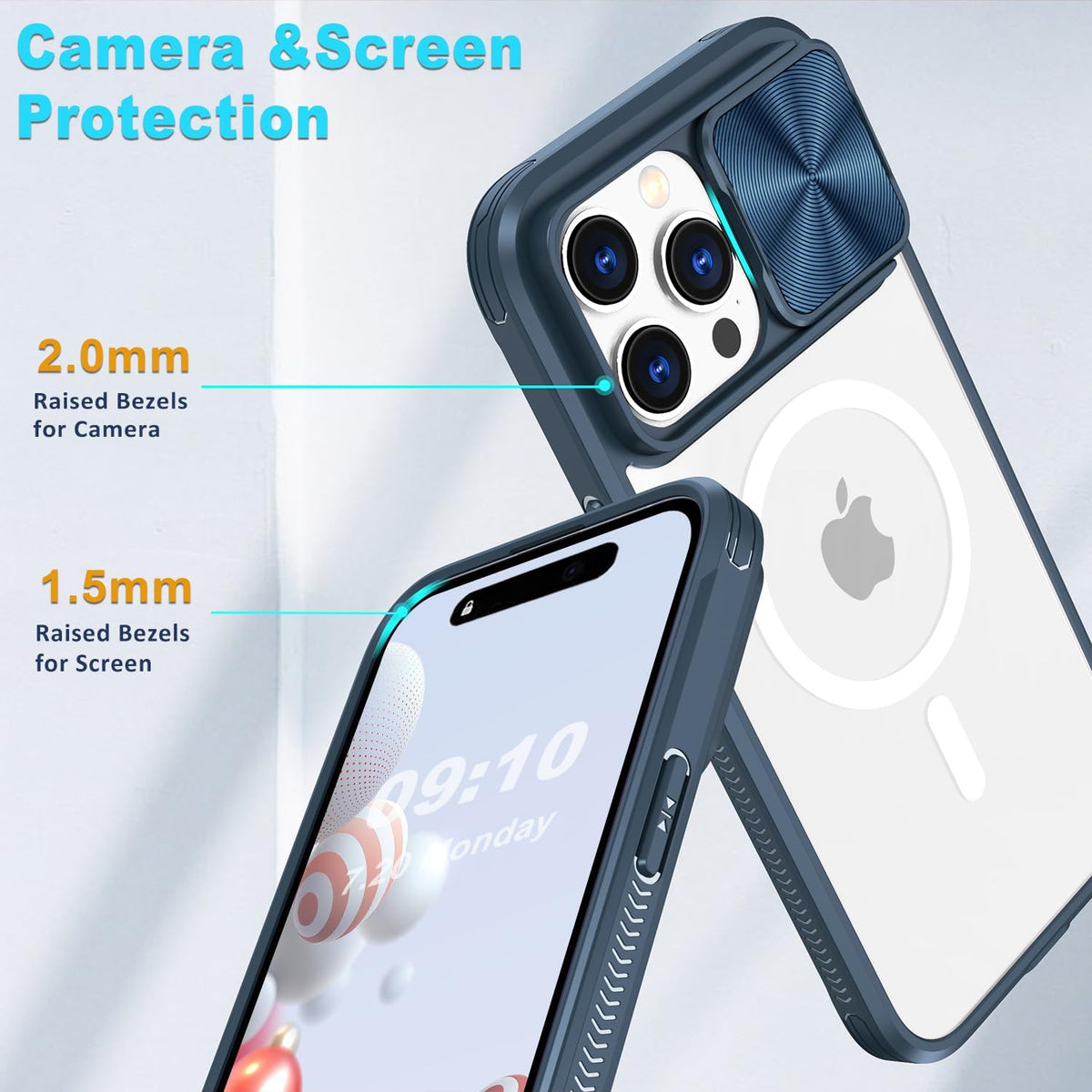 PU+PC MagSafe iPhone 15 Pro Max Case Clear Anti-Yellow with Screen Pr