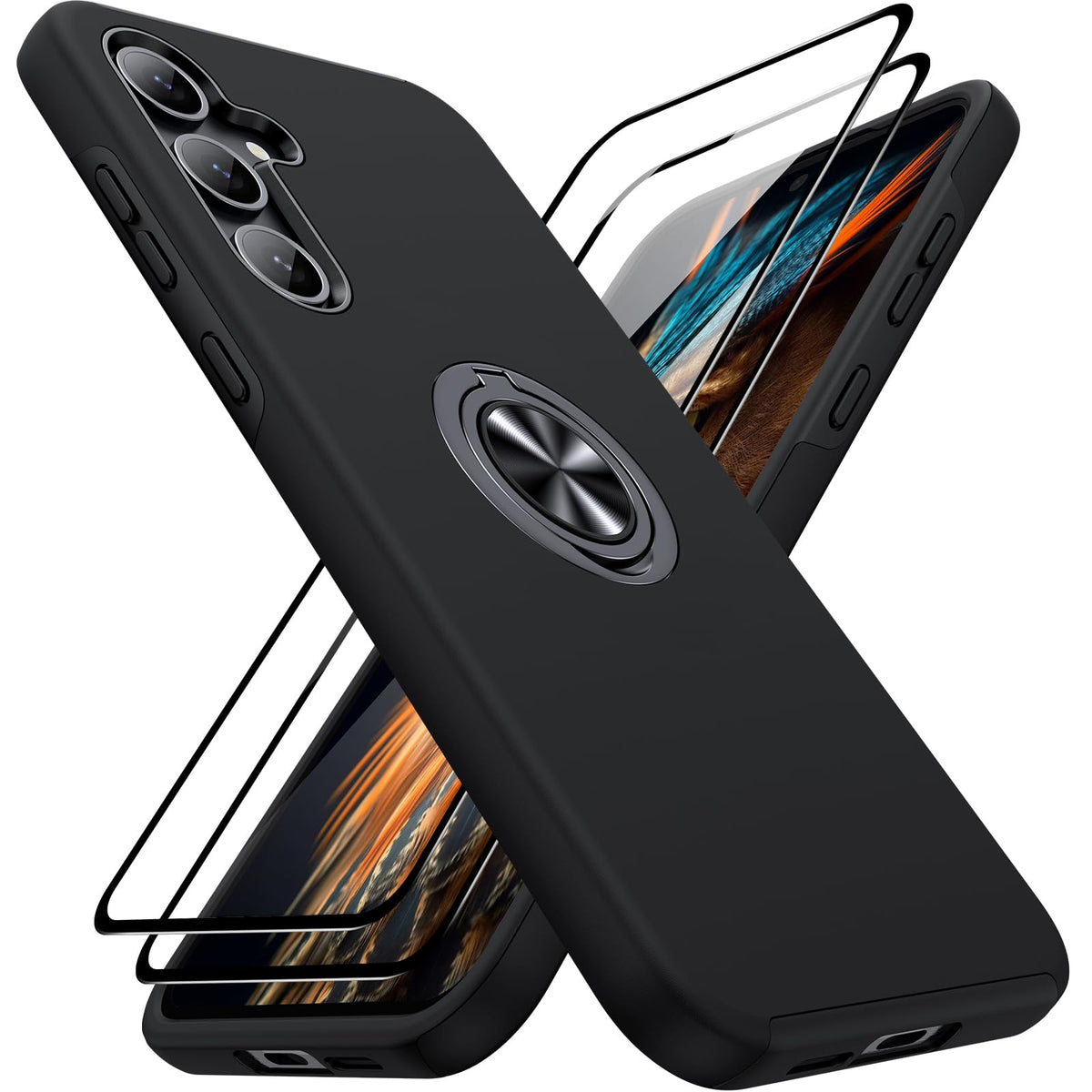 Shockproof phone case for Samsung Galaxy A56 5G, includes two screen protectors.