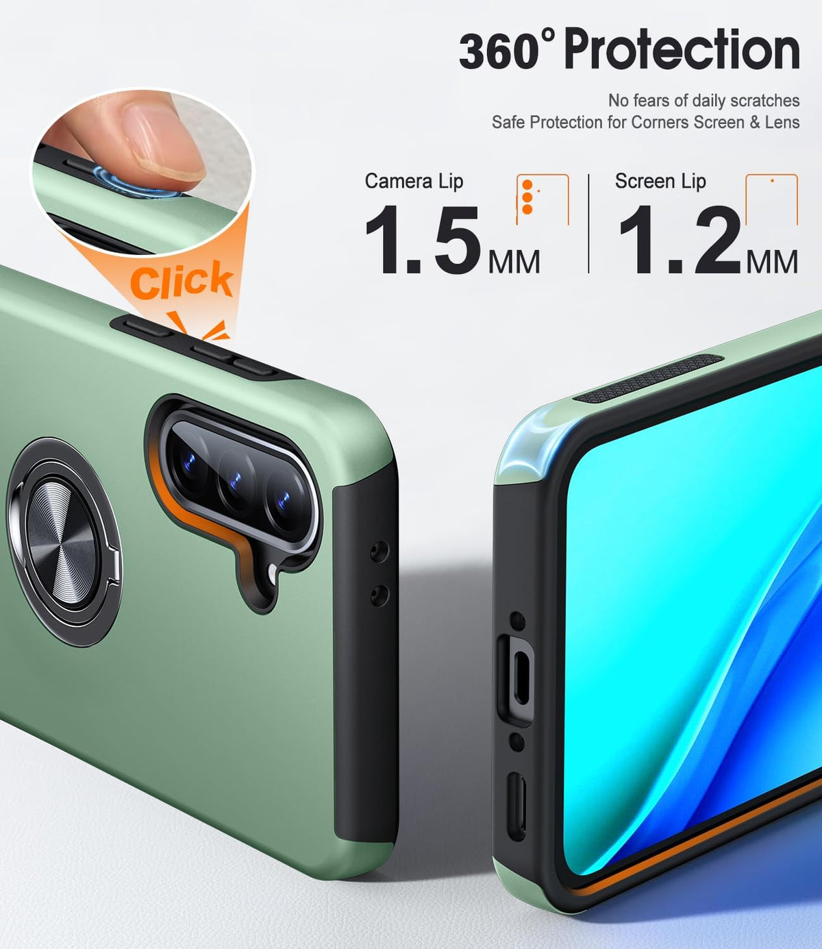 Shockproof phone case for Samsung Galaxy A56 5G, includes two screen protectors.