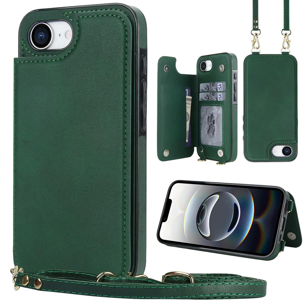 Wallet PU Leather Phone Case for iPhone 17 Pro RFID Blocking 