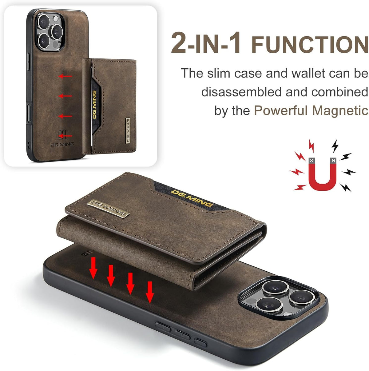 Leather phone case with card slot for iPhone 17 Pro Max