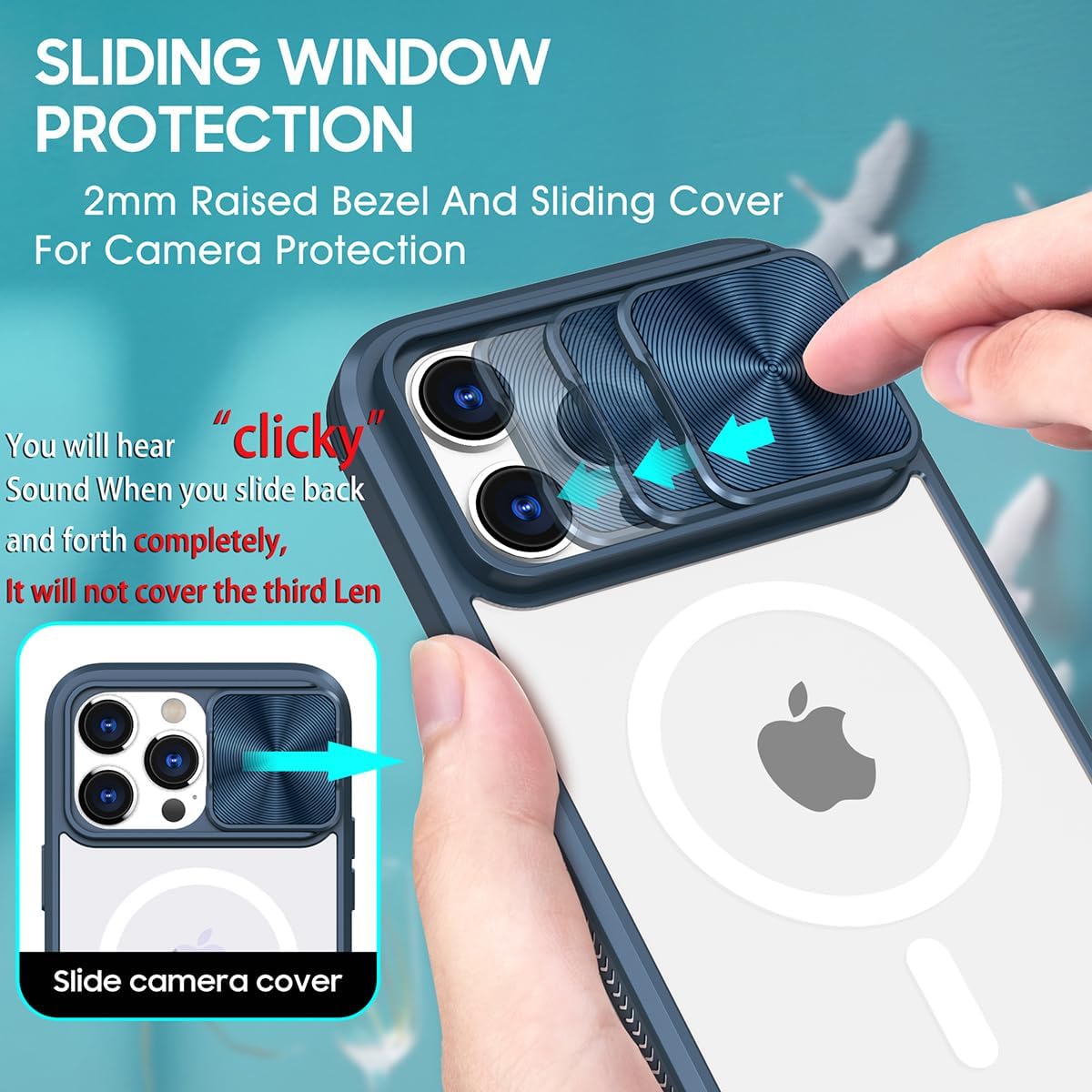 PU+PC MagSafe iPhone 15 Pro Max Case Clear Anti-Yellow with Screen Pr