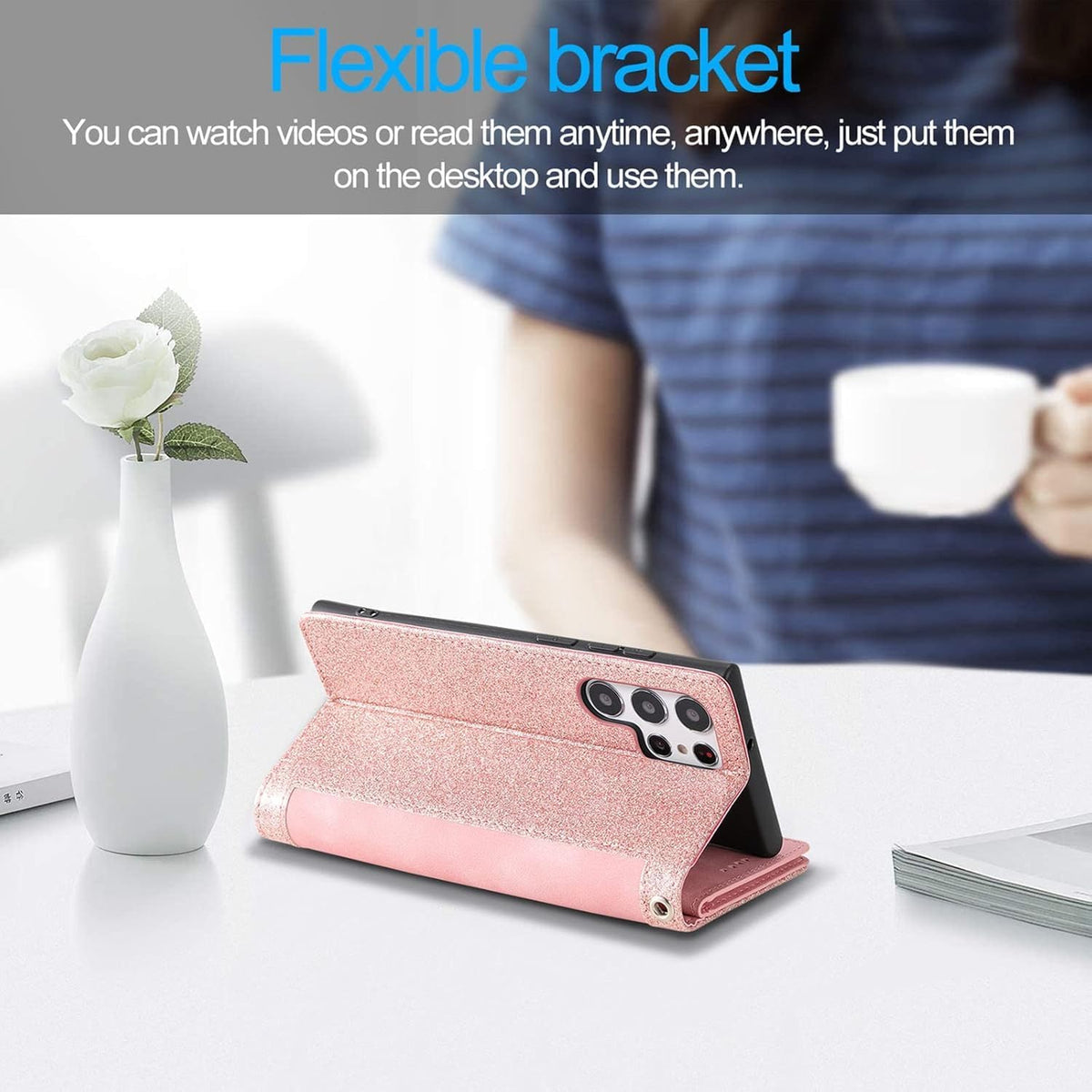 Wallet-style leather phone case for Samsung Galaxy S26 Ultra, retro style