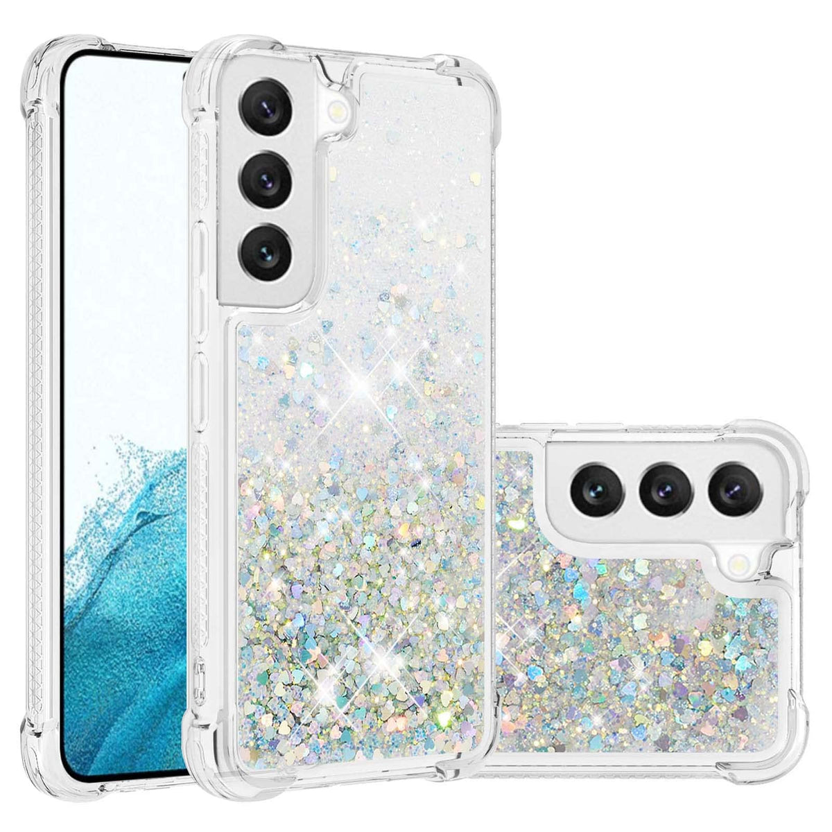 Glitter Transparent TPU Phone Case For Samsung Galaxy S23 Plus 