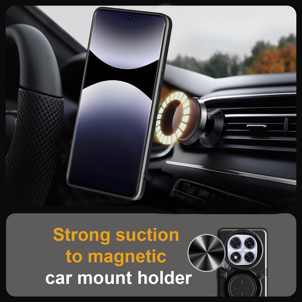 TPU phone case for Xiaomi Redmi Note 14 Pro 5G, with tempered glass screen protector and ring holder.
