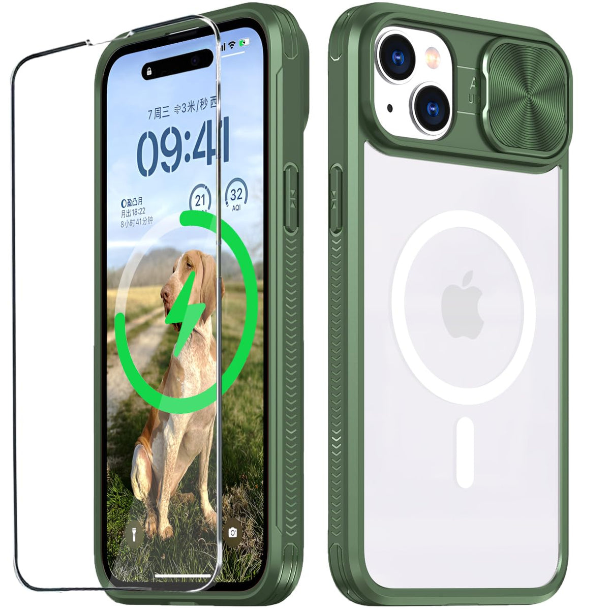 PU+PC MagSafe iPhone 15 Pro Max Case Clear Anti-Yellow with Screen Pr