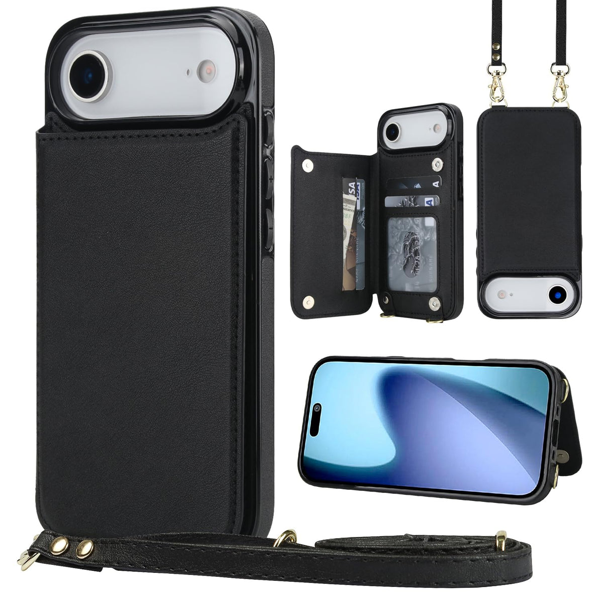 Wallet PU Leather Phone Case for iPhone 17 Pro RFID Blocking 