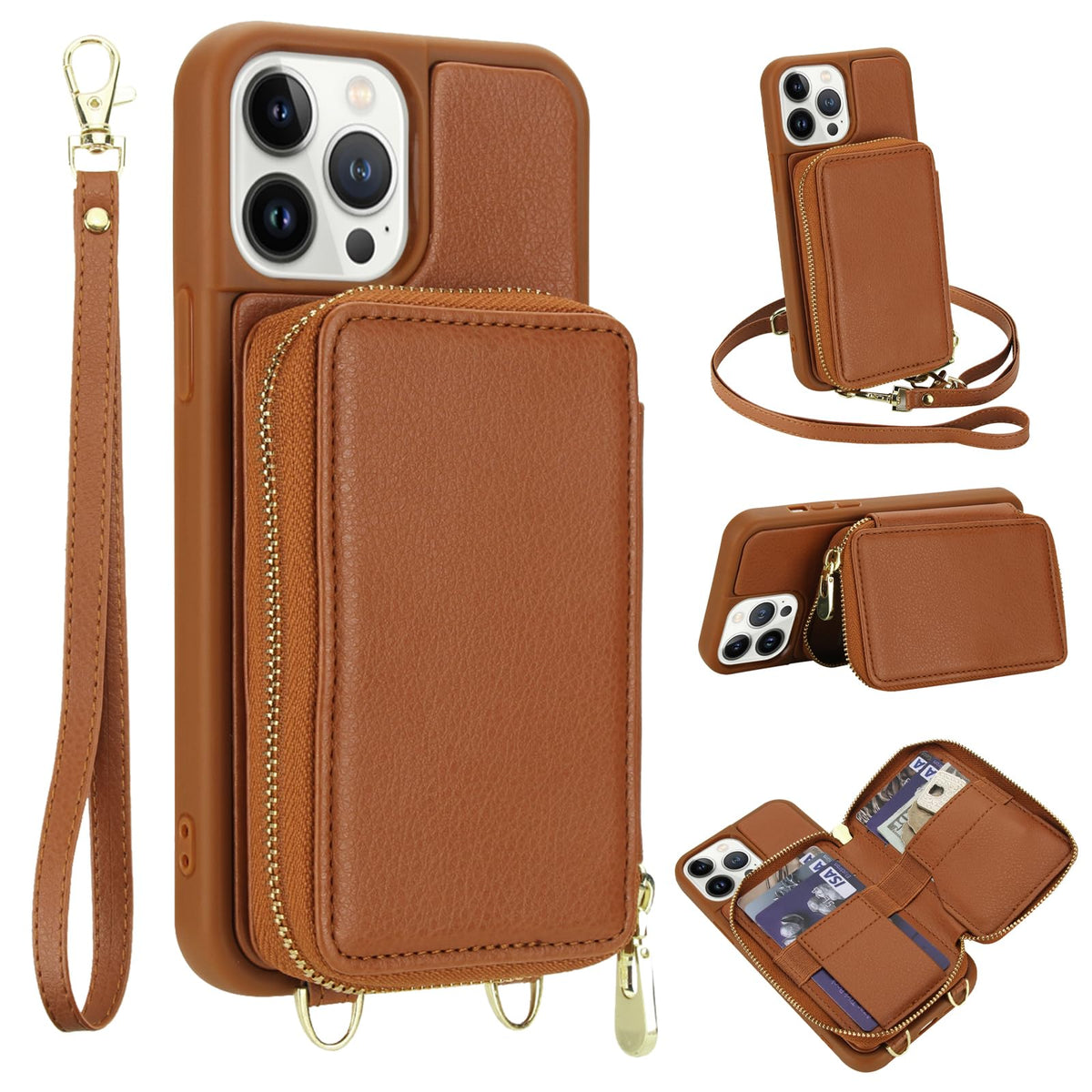 PU+TPU Leather Wallet Case With Screen Protector for iPhone 17 Pro Max