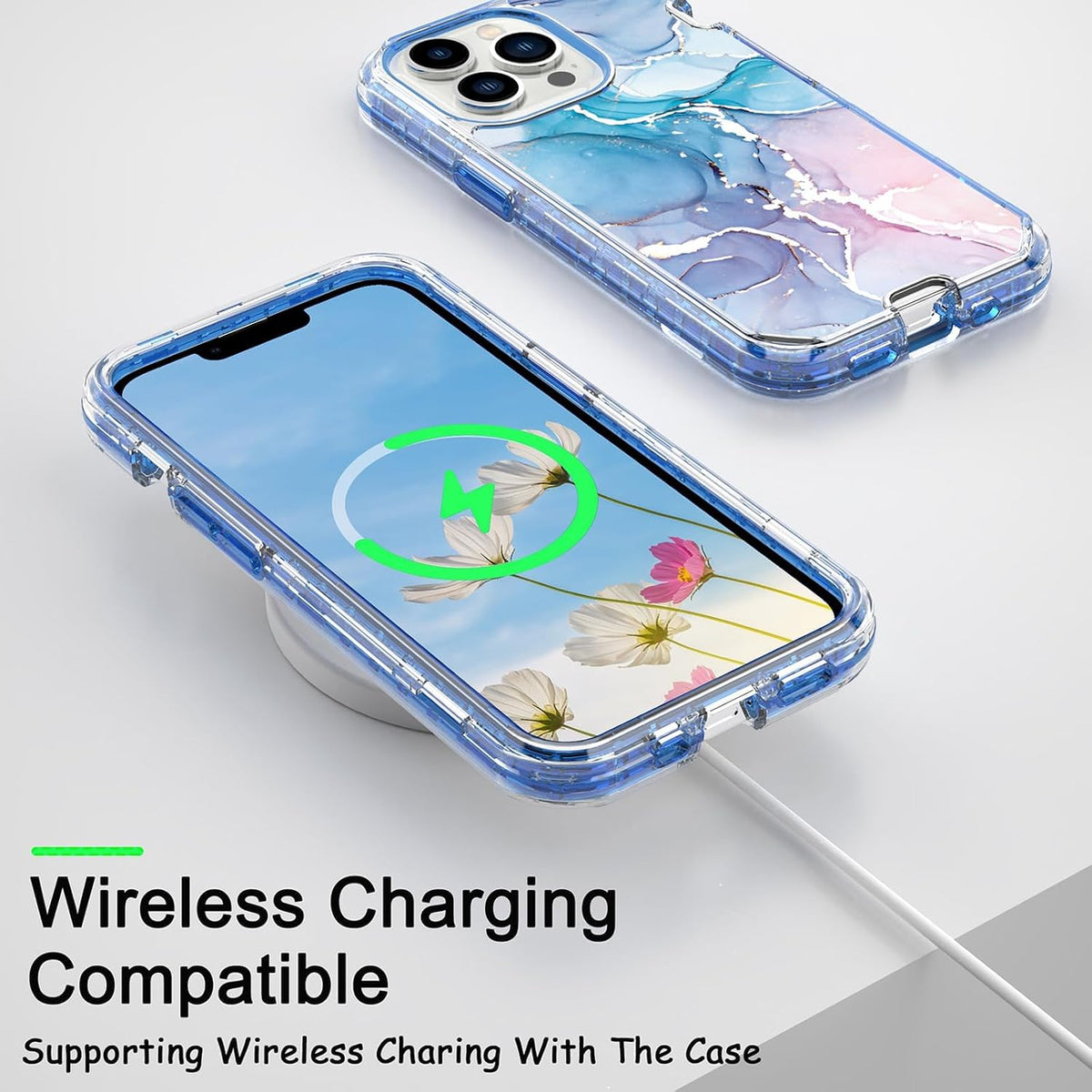 Shiny marble-patterned shockproof phone case for iPhone 16 Pro Max