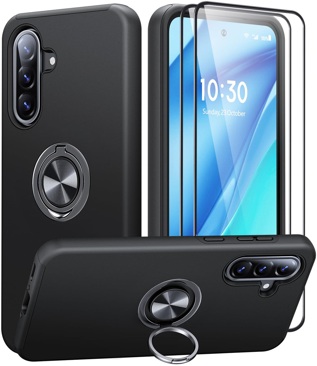 Shockproof phone case for Samsung Galaxy A56 5G, includes two screen protectors.