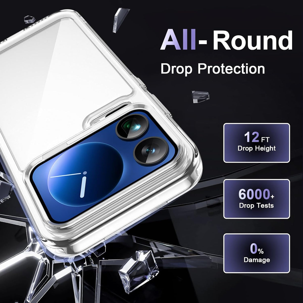 Military-grade drop-proof transparent phone case for Xiaomi 17 Pro Max