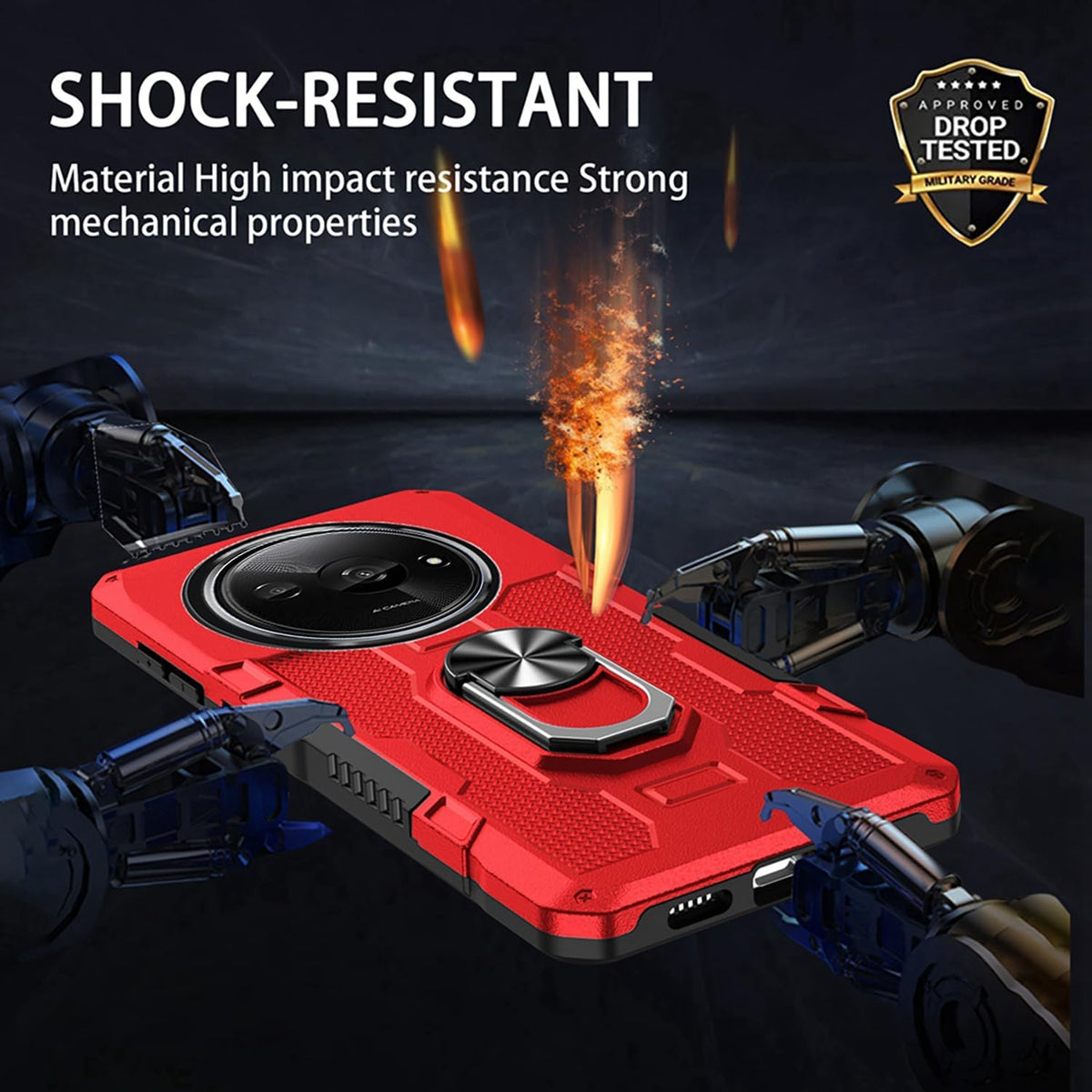 Shockproof phone case for Xiaomi Redmi A3, includes 1 tempered glass screen protector.