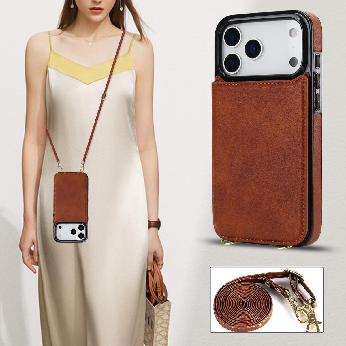Wallet PU Leather Phone Case for iPhone 17 Pro RFID Blocking 