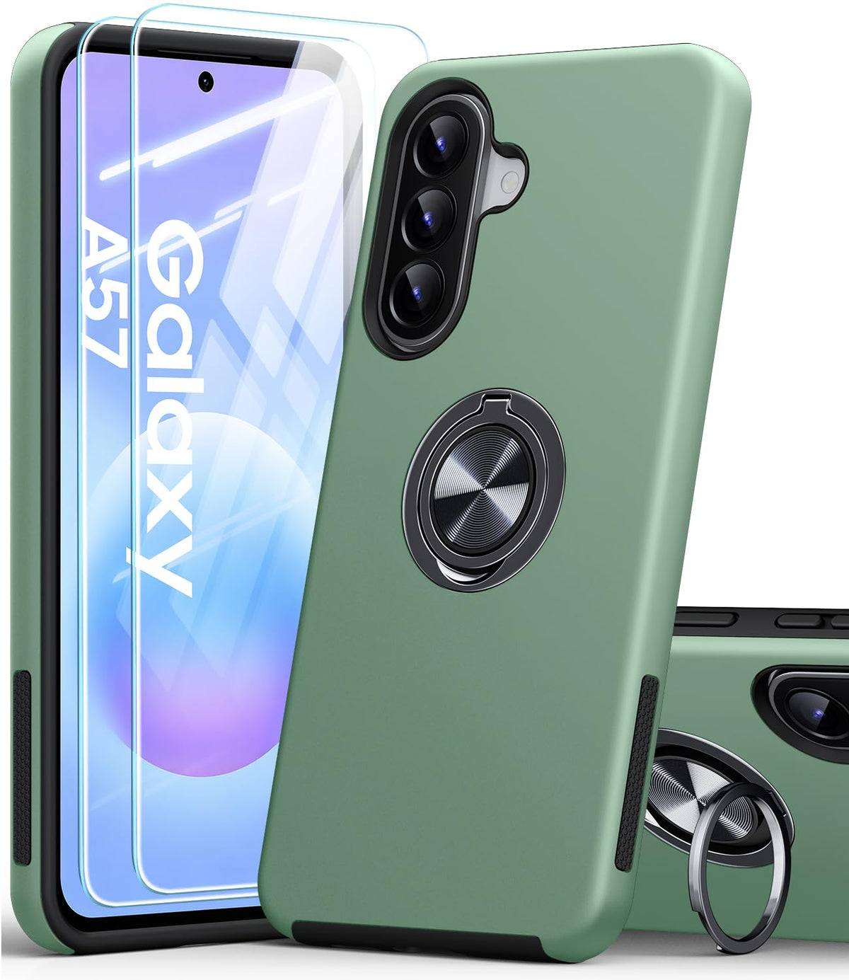 Shockproof phone case for Samsung Galaxy A56 5G, includes two screen protectors.