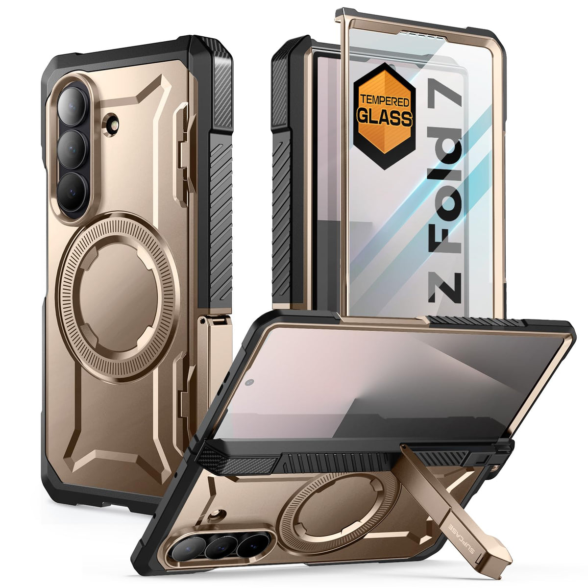 Compatible with Samsung Galaxy Z Fold 7, [MagnSafe compatible] [Built-in tempered glass screen protector] [Hinge protection] Military-grade drop-proof phone case
