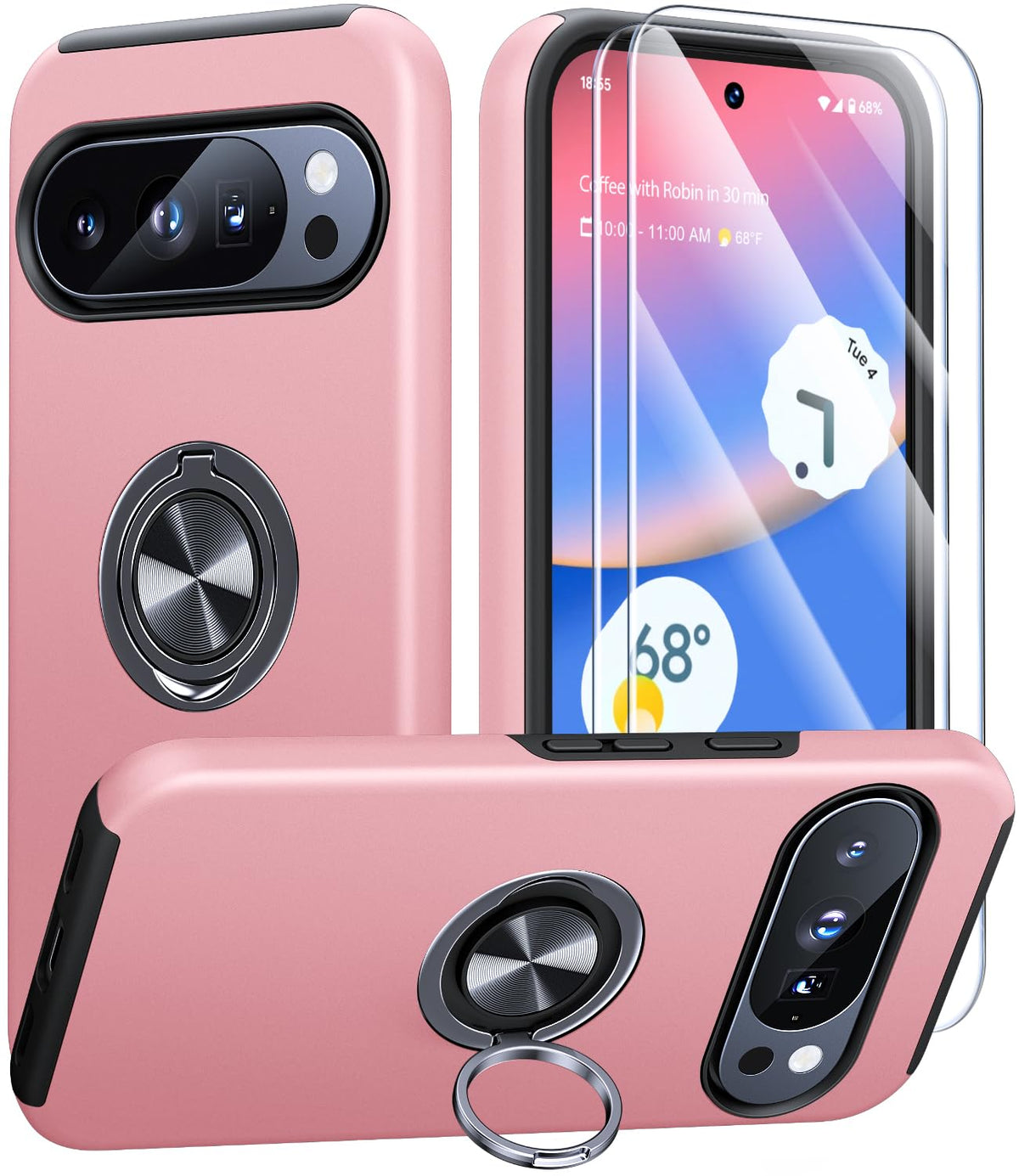 Shockproof phone case for Samsung Galaxy A56 5G, includes two screen protectors.