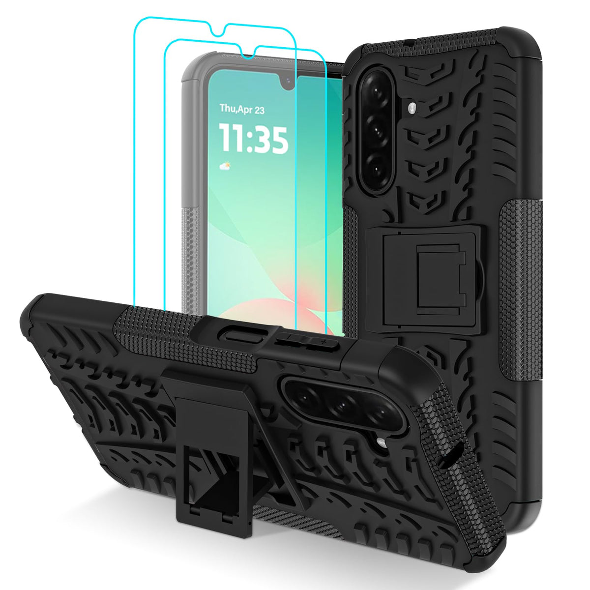 Shockproof phone case for Samsung Galaxy A17 5G/A26 5G, includes 2 screen protectors.