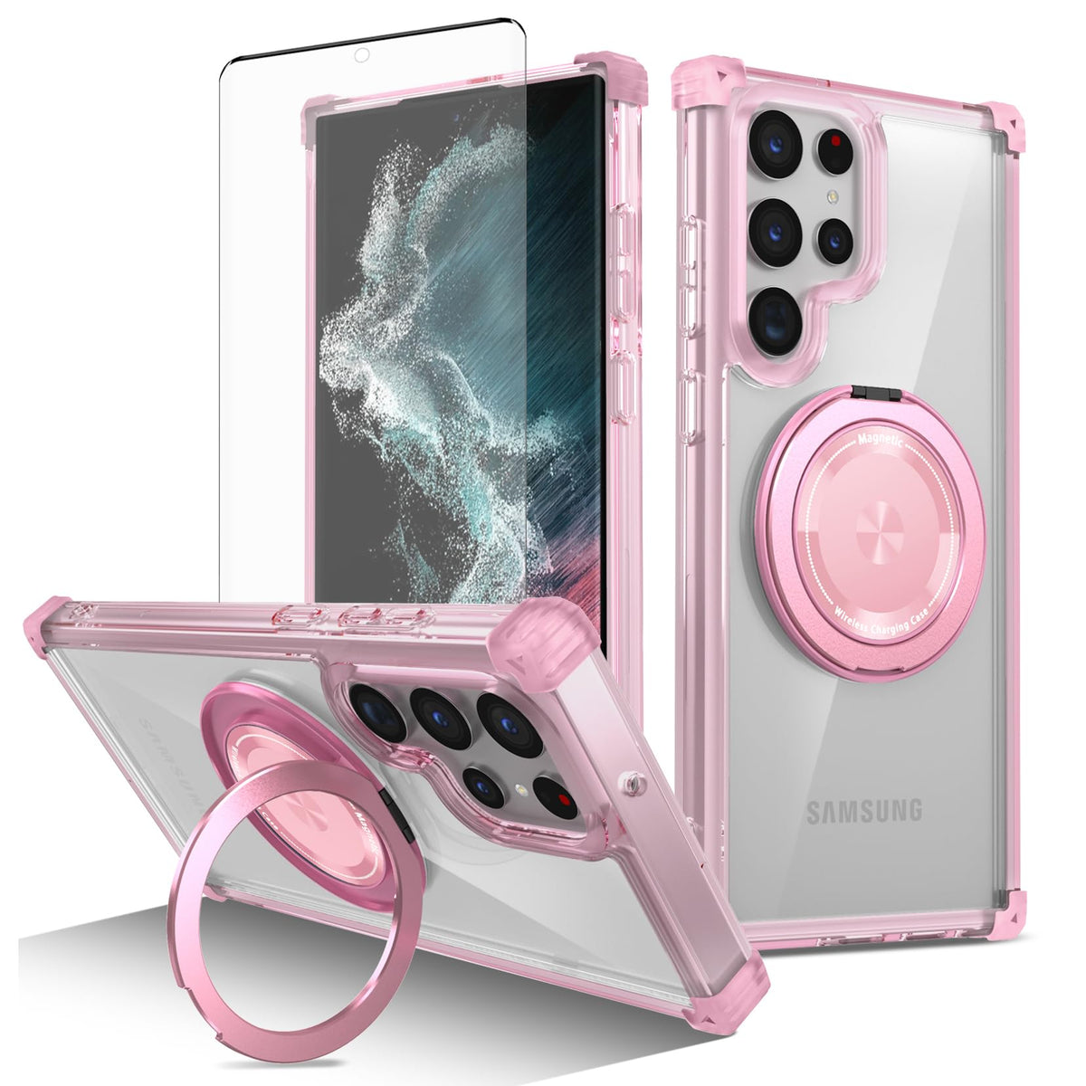 Silicone Kickstand phone case for Samsung Galaxy S22 Ultra 5G with sc