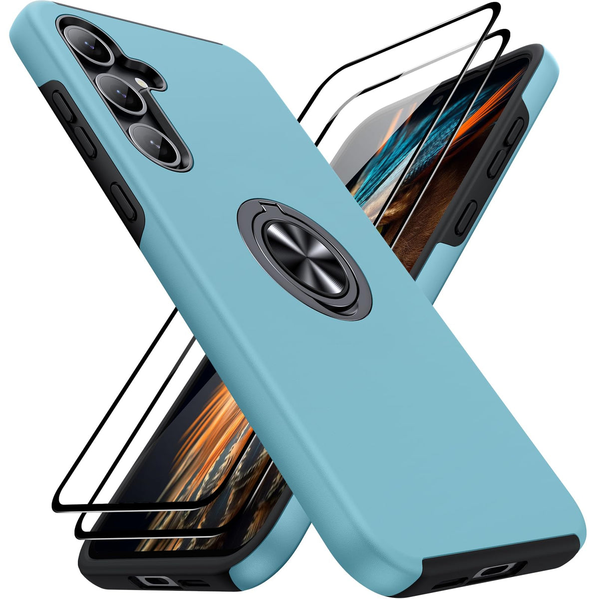 Shockproof phone case for Samsung Galaxy A56 5G, includes two screen protectors.