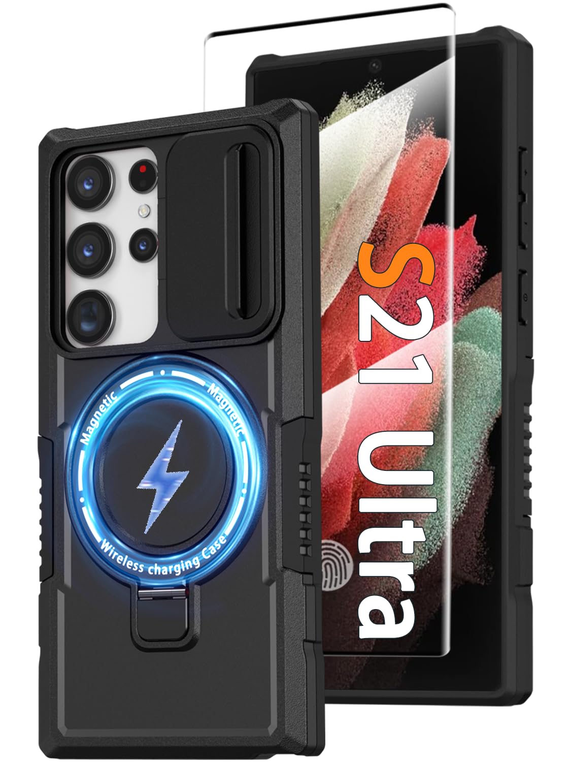 PC+TPU shockproof phone case for Samsung Galaxy S21 FE, includes 2 sc