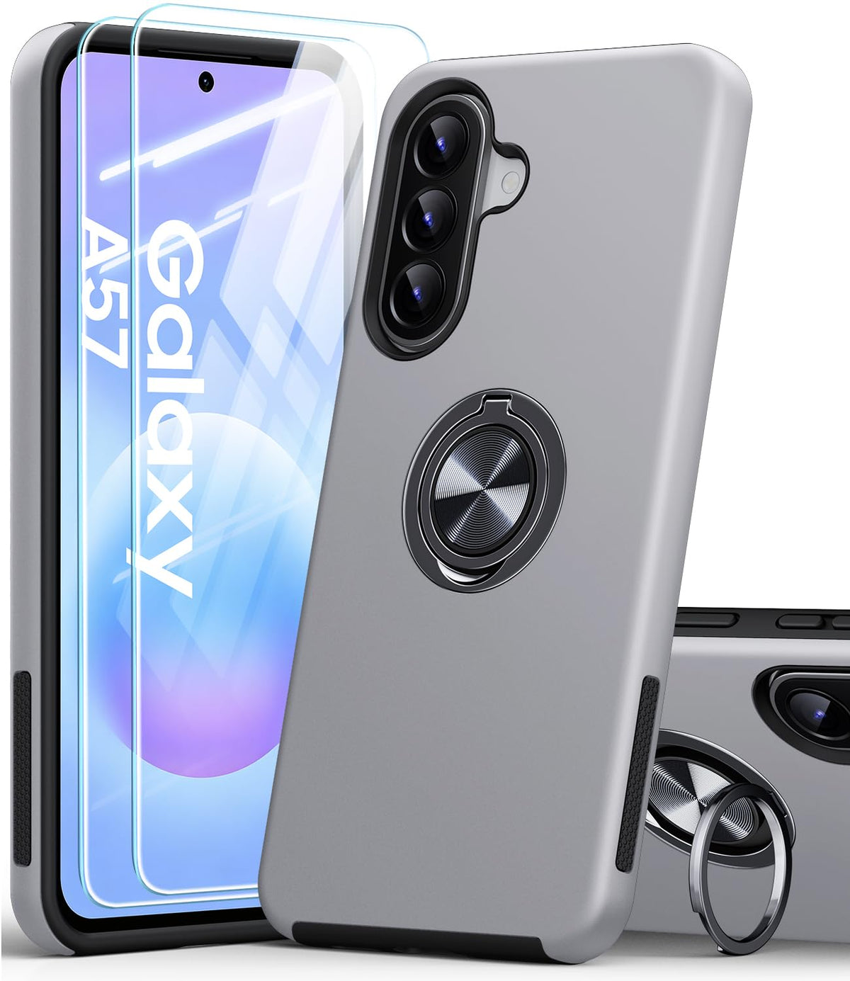 Shockproof phone case for Samsung Galaxy A56 5G, includes two screen protectors.