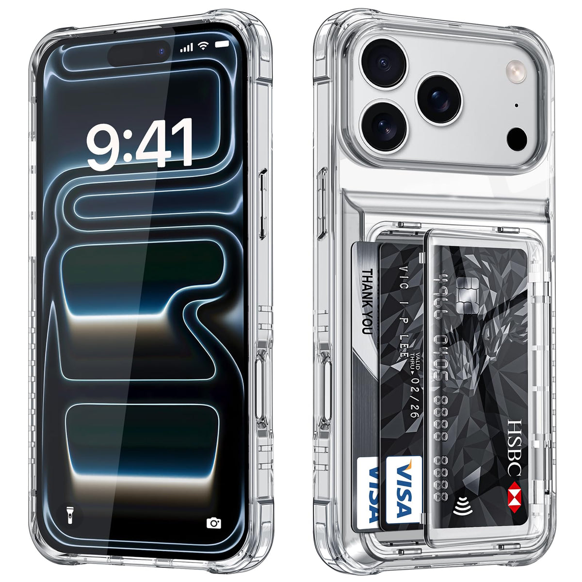 Shockproof hard PC case for iPhone 17 Pro with card slot