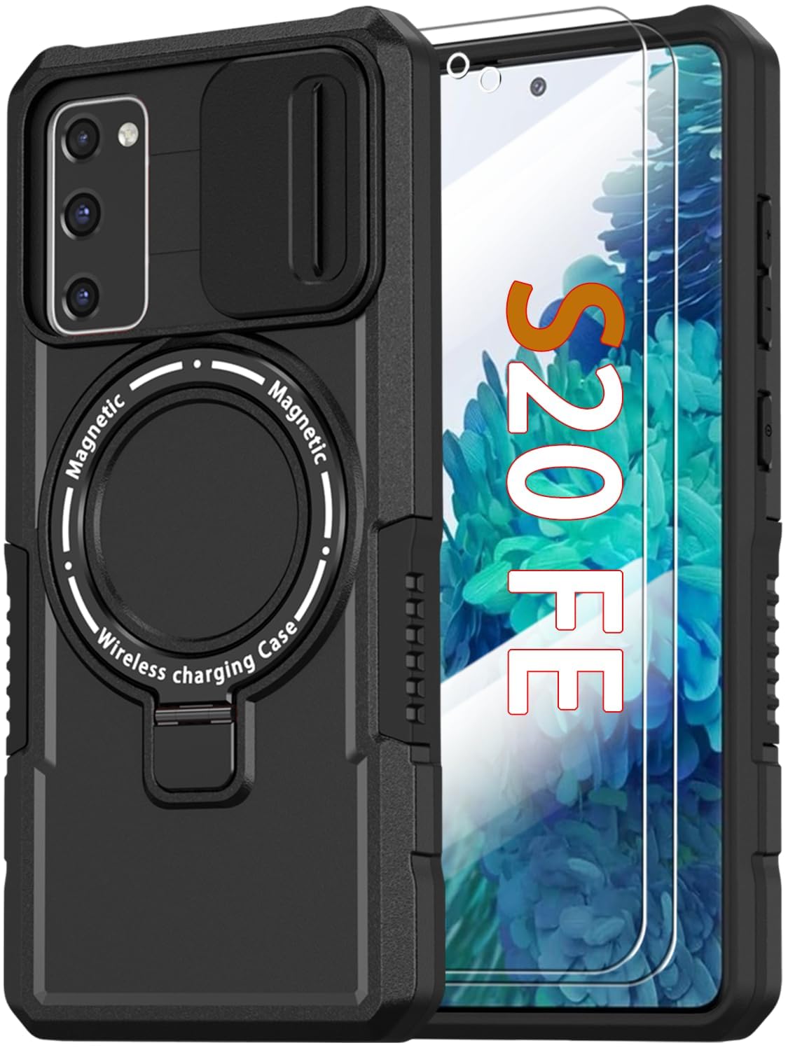PC+TPU shockproof phone case for Samsung Galaxy S21 FE, includes 2 sc