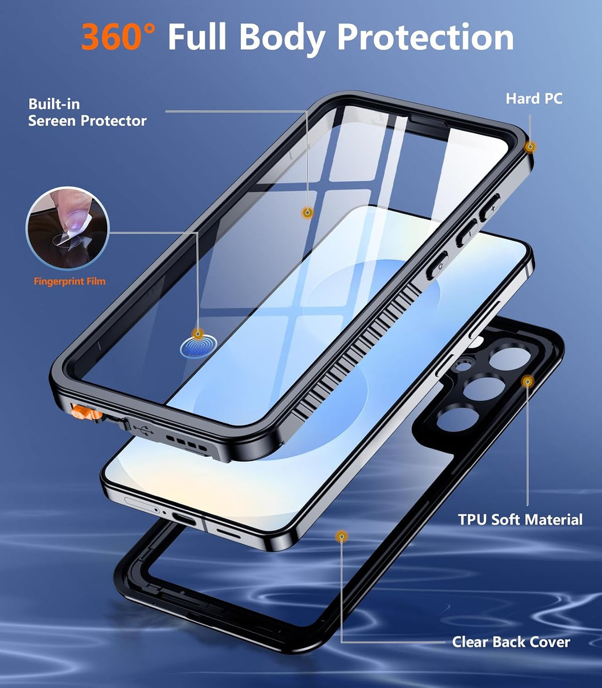 Military-grade shockproof and waterproof phone case for Samsung Galaxy S25
