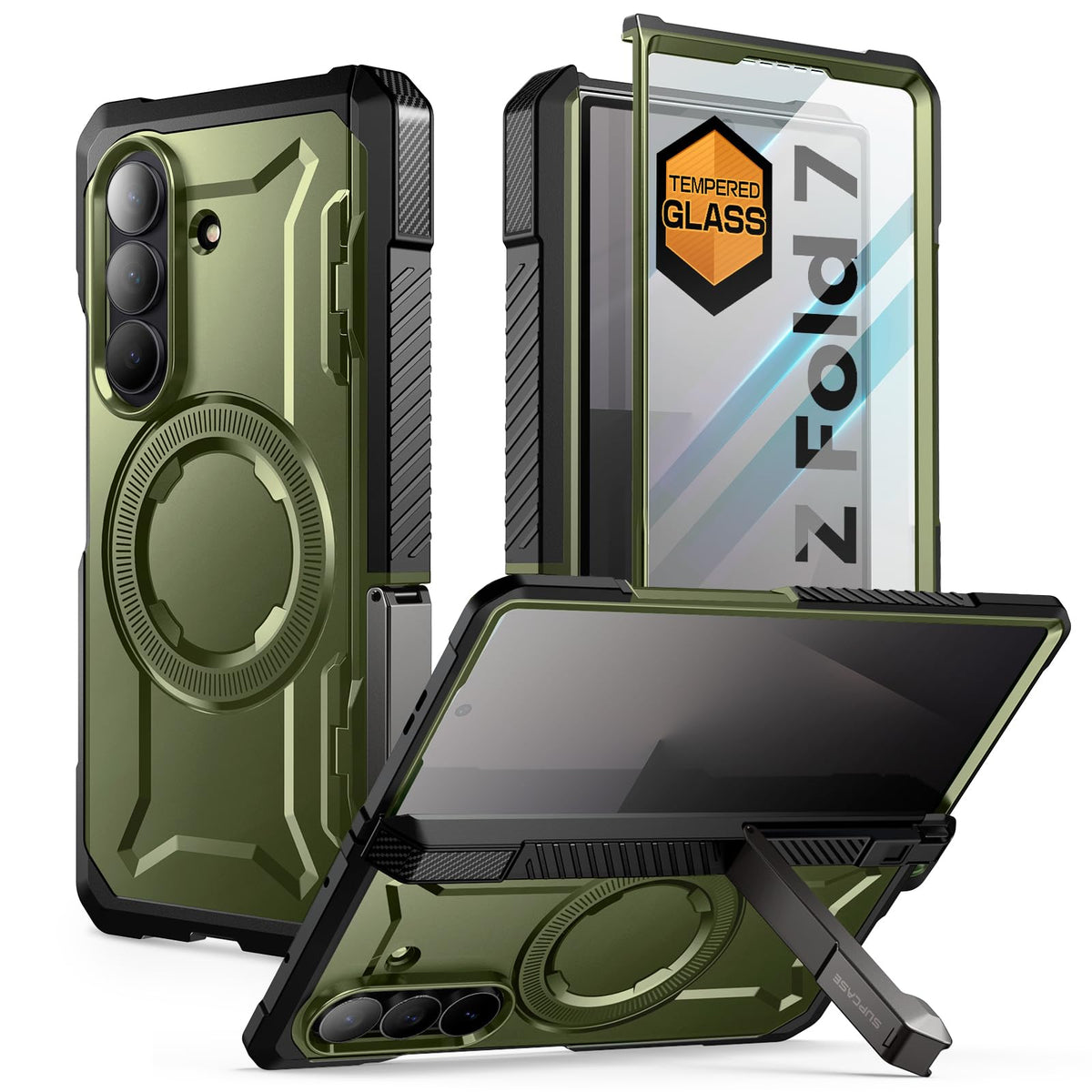 Compatible with Samsung Galaxy Z Fold 7, [MagnSafe compatible] [Built-in tempered glass screen protector] [Hinge protection] Military-grade drop-proof phone case