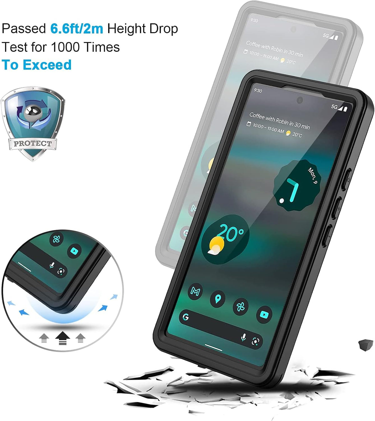 Waterproof and dustproof phone case for Google Pixel 6a
