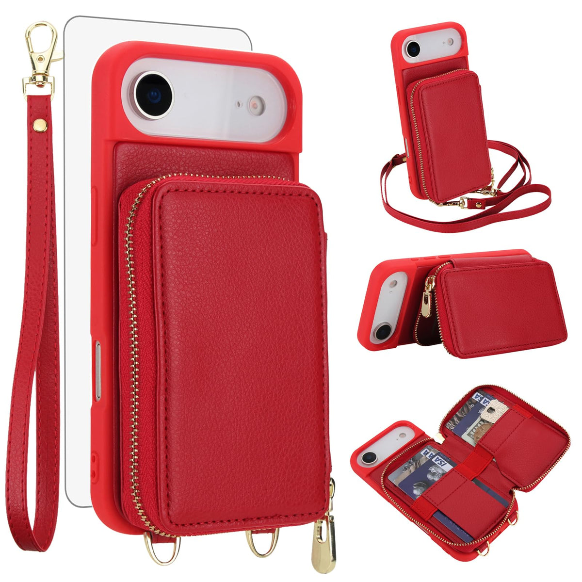 PU+TPU Leather Wallet Case With Screen Protector for iPhone 17 Pro Max