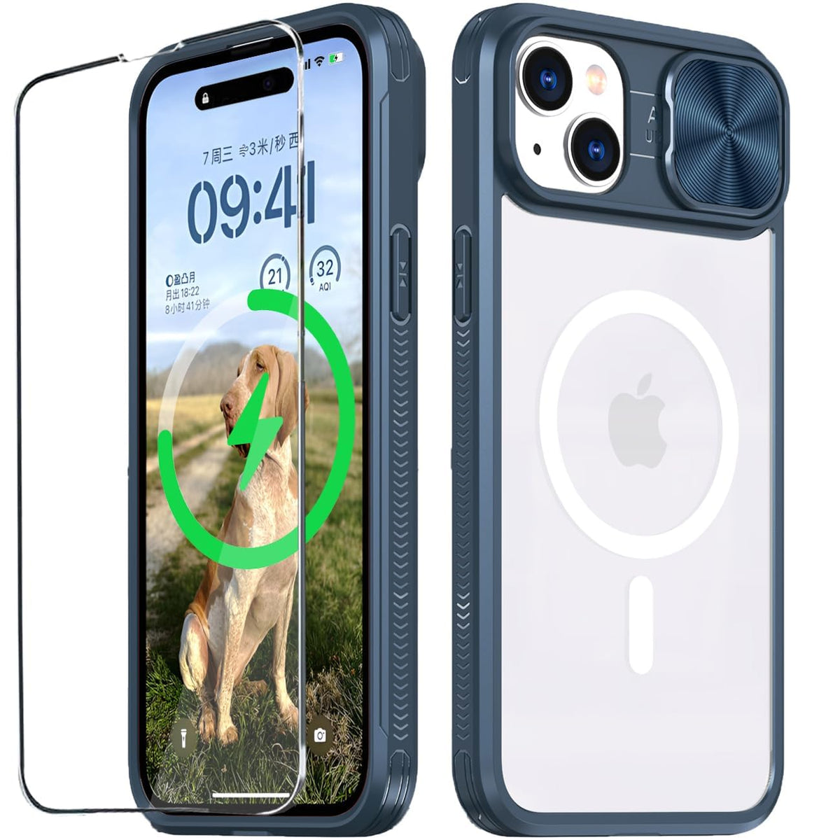PU+PC MagSafe iPhone 15 Pro Max Case Clear Anti-Yellow with Screen Pr