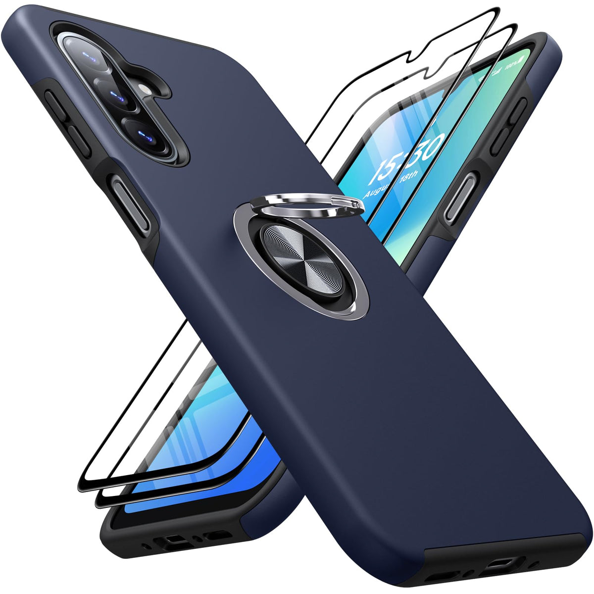 Shockproof phone case for Samsung Galaxy A56 5G, includes two screen protectors.